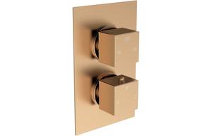 Galaxy Thermostatic Two Outlet Twin Shower Valve - Brushed Bronze